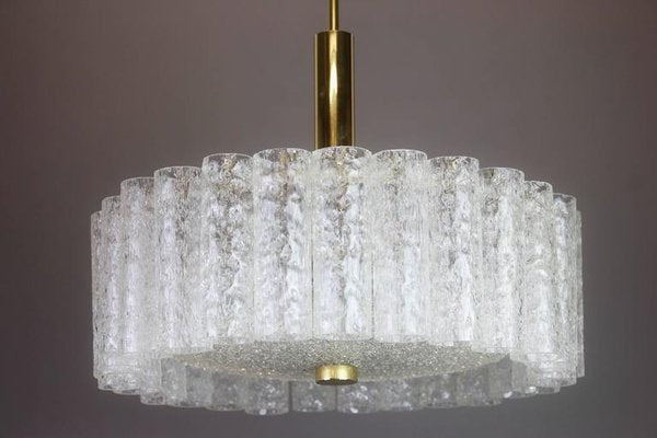 Murano Ice Glass Tubes Chandelier from Doria, Germany, 1970s-UGR-1085886