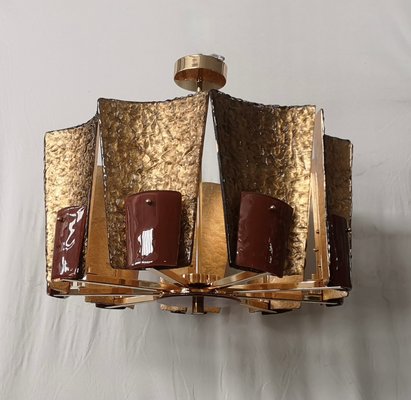 Murano Mid-Century Glass and Brass Chandelier, 1980s-UH-1417540