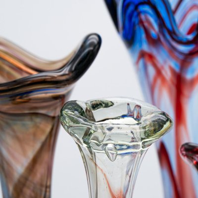 Murano Multi-Coloured Glass Vases, Italy, 1970, Set of 7-VDW-2044206