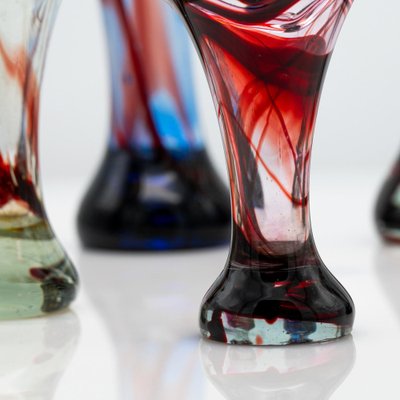 Murano Multi-Coloured Glass Vases, Italy, 1970, Set of 7-VDW-2044206