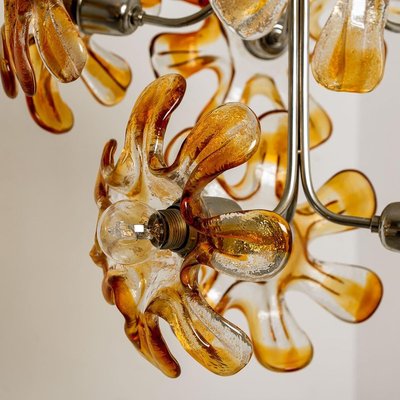 Murano Orange Glass and Chrome Chandelier from Mazzega, 1960s-VDW-829156