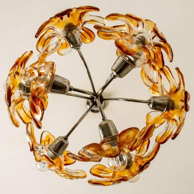 Murano Orange Glass and Chrome Chandelier from Mazzega, 1960s-VDW-829156