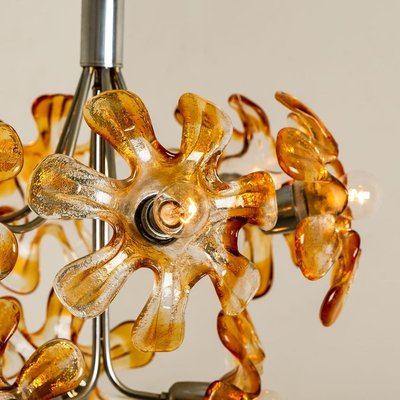 Murano Orange Glass and Chrome Chandelier from Mazzega, 1960s-VDW-829156