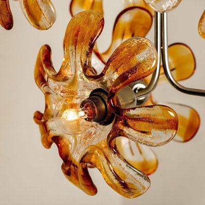 Murano Orange Glass and Chrome Chandelier from Mazzega, 1960s-VDW-829156