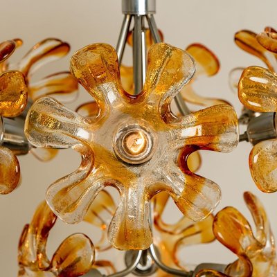 Murano Orange Glass and Chrome Chandelier from Mazzega, 1960s-VDW-829156