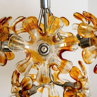 Murano Orange Glass and Chrome Chandelier from Mazzega, 1960s-VDW-829156