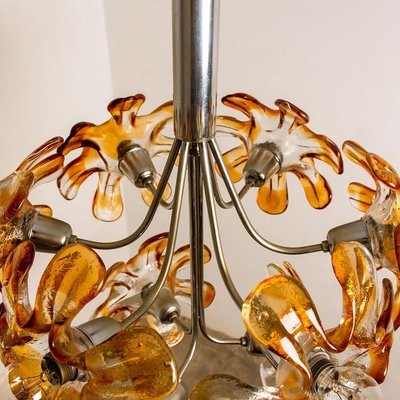 Murano Orange Glass and Chrome Chandelier from Mazzega, 1960s-VDW-829156