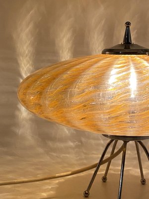 Murano Orange Glass Flying Saucer Ufo Table Lamp, Murano, Italy, 1970s-TXN-1786800