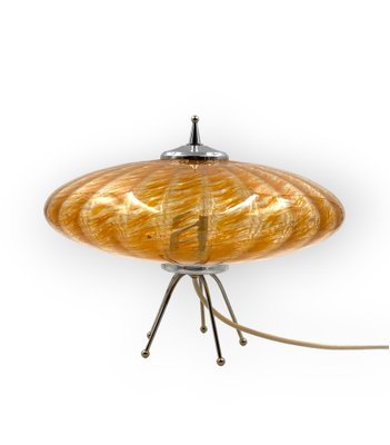 Murano Orange Glass Flying Saucer Ufo Table Lamp, Murano, Italy, 1970s-TXN-1786800