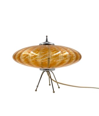 Murano Orange Glass Flying Saucer Ufo Table Lamp, Murano, Italy, 1970s-TXN-1786800