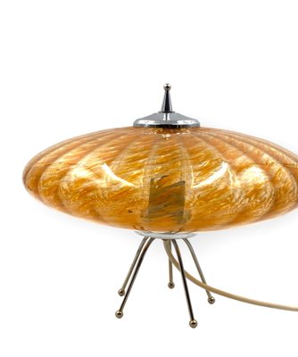 Murano Orange Glass Flying Saucer Ufo Table Lamp, Murano, Italy, 1970s-TXN-1786800