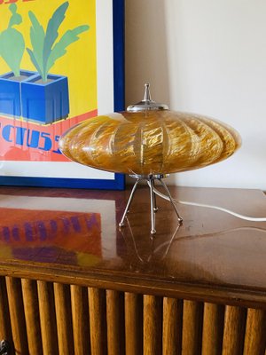 Murano Orange Glass Flying Saucer Ufo Table Lamp, Murano, Italy, 1970s-TXN-1786800