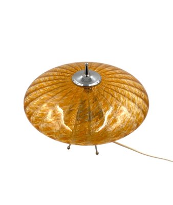 Murano Orange Glass Flying Saucer Ufo Table Lamp, Murano, Italy, 1970s-TXN-1786800