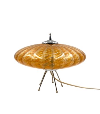 Murano Orange Glass Flying Saucer Ufo Table Lamp, Murano, Italy, 1970s-TXN-1786800