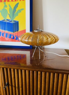 Murano Orange Glass Flying Saucer Ufo Table Lamp, Murano, Italy, 1970s-TXN-1786800