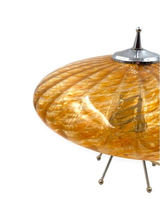 Murano Orange Glass Flying Saucer Ufo Table Lamp, Murano, Italy, 1970s-TXN-1786800