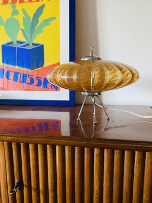 Murano Orange Glass Flying Saucer Ufo Table Lamp, Murano, Italy, 1970s-TXN-1786800