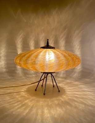 Murano Orange Glass Flying Saucer Ufo Table Lamp, Murano, Italy, 1970s-TXN-1786800