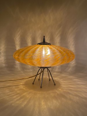 Murano Orange Glass Flying Saucer Ufo Table Lamp, Murano, Italy, 1970s-TXN-1786800