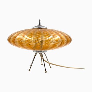 Murano Orange Glass Flying Saucer Ufo Table Lamp, Murano, Italy, 1970s-TXN-1786800