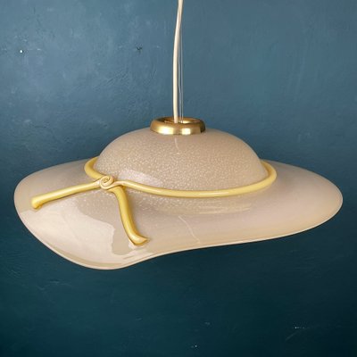 Murano Pendant Lamp in Shape of Wide Brim Hat, Italy, 1970s-WQC-1196173