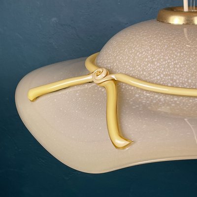 Murano Pendant Lamp in Shape of Wide Brim Hat, Italy, 1970s-WQC-1196173