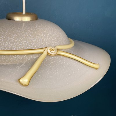 Murano Pendant Lamp in Shape of Wide Brim Hat, Italy, 1970s-WQC-1196173