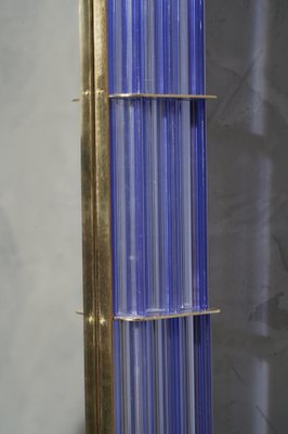 Murano Periwinkle Glass and Brass Wall Mirror, 1980s-UH-1034770