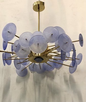 Murano Periwinkle Glass Round Chandelier, 1980-UH-1034772