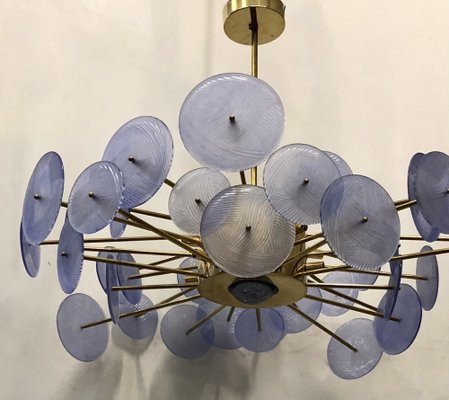 Murano Periwinkle Glass Round Chandelier, 1980-UH-1034772