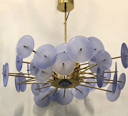 Murano Periwinkle Glass Round Chandelier, 1980-UH-1034772