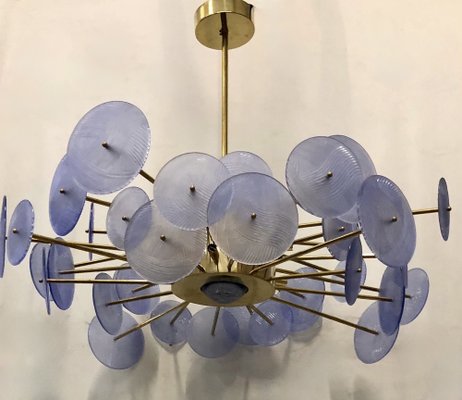 Murano Periwinkle Glass Round Chandelier, 1980-UH-1034772