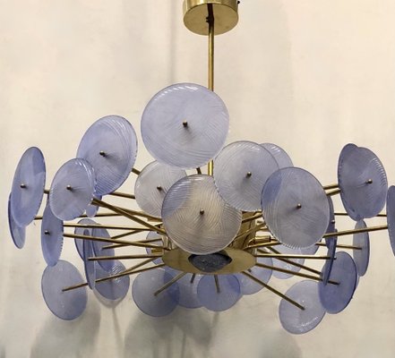 Murano Periwinkle Glass Round Chandelier, 1980-UH-1034772