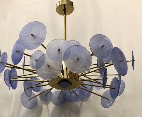 Murano Periwinkle Glass Round Chandelier, 1980-UH-1034772