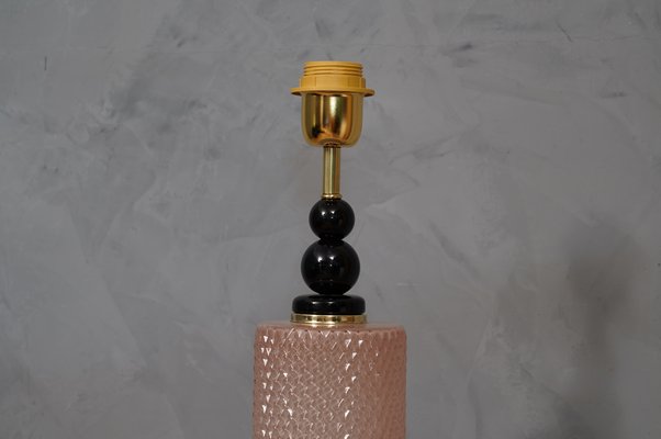 Murano Pink and Black Glass Table Lamp, 1980s-UH-1397182