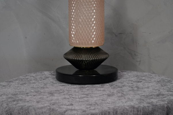 Murano Pink and Black Glass Table Lamp, 1980s-UH-1397182