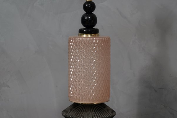 Murano Pink and Black Glass Table Lamp, 1980s-UH-1397182