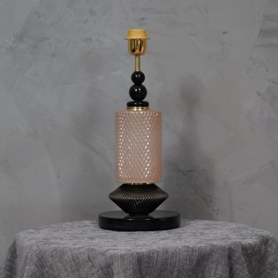 Murano Pink and Black Glass Table Lamp, 1980s-UH-1397182