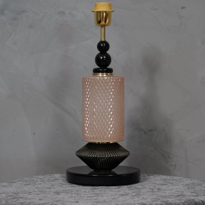 Murano Pink and Black Glass Table Lamp, 1980s-UH-1397182