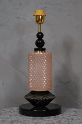 Murano Pink and Black Glass Table Lamp, 1980s-UH-1397182