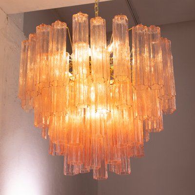 Murano Pink Glass Tronchi Chandelier, 1990s-MPO-2018524