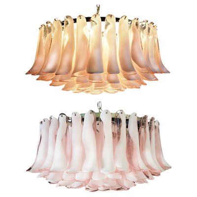 Murano Pink Petal Chandeliers, 1990s, Set of 2-OVO-1703049