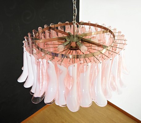 Murano Pink Petal Chandeliers, 1990s, Set of 2-OVO-1703049