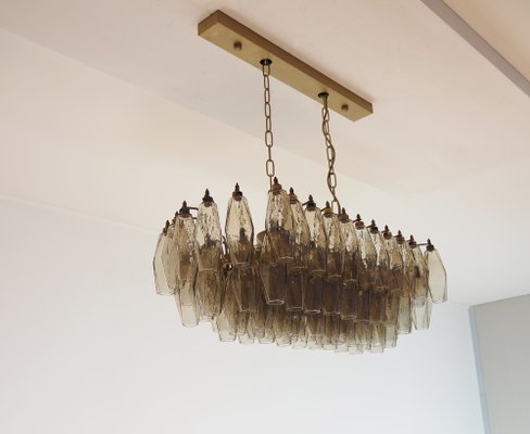 Murano Poliedri Chandelier by Carlo Scarpa with 84 Smoked Glasses, 1990s-FHZ-1824328