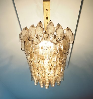 Murano Poliedri Chandelier by Carlo Scarpa with 84 Smoked Glasses, 1990s-FHZ-1824328