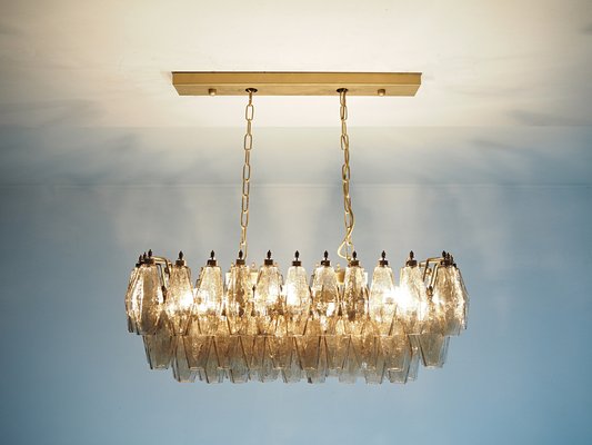 Murano Poliedri Chandelier by Carlo Scarpa with 84 Smoked Glasses, 1990s-FHZ-1824328