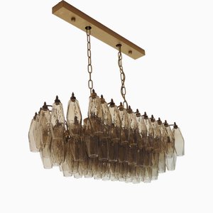 Murano Poliedri Chandelier by Carlo Scarpa with 84 Smoked Glasses, 1990s-FHZ-1824328