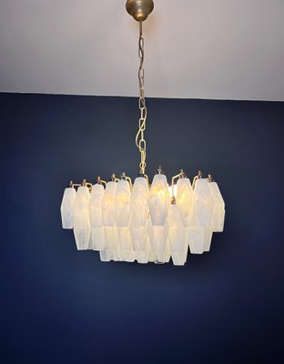 Murano Poliedri Chandelier with White Alabaster Glasses by Carlo Scarpa-FHZ-2041214