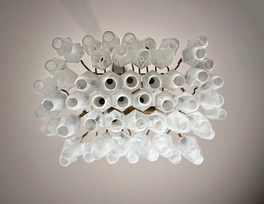 Murano Poliedri Chandelier with White Alabaster Glasses by Carlo Scarpa-FHZ-2041214