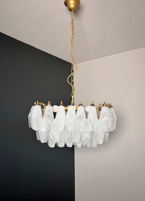 Murano Poliedri Chandelier with White Alabaster Glasses by Carlo Scarpa-FHZ-2041214